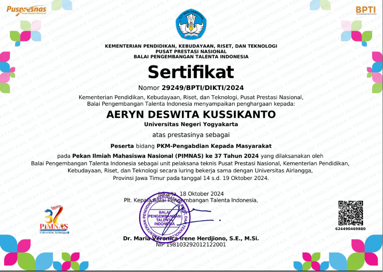 Finalist - 37th National Student Scientific Week (PIMNAS)