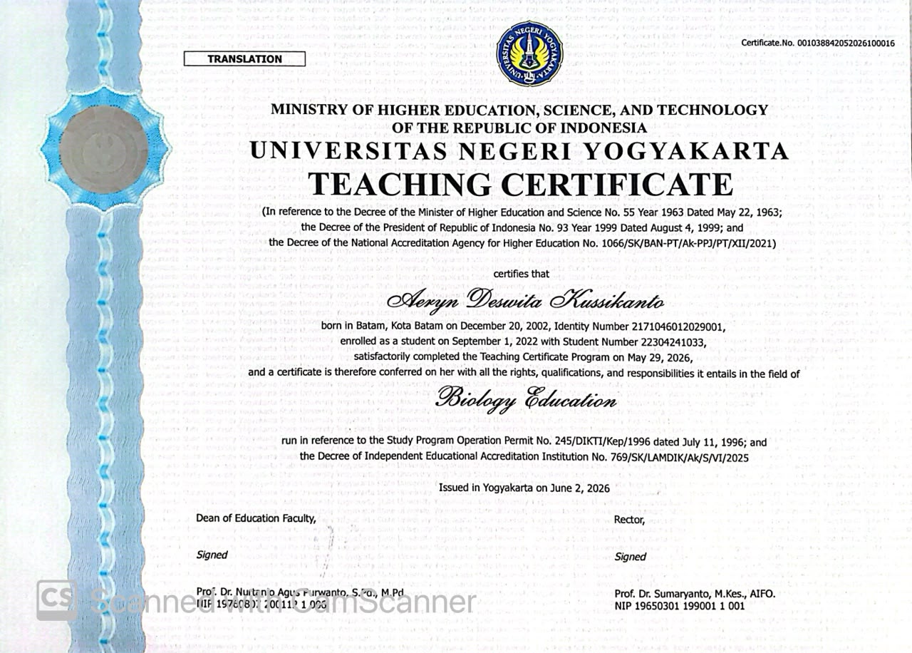 Teaching Certificate